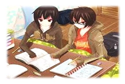 Teens studying
