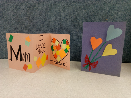 two handmade construction paper cards