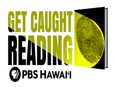 logo for Get Caught Reading by PBS Hawaii with a fingerprint on a book