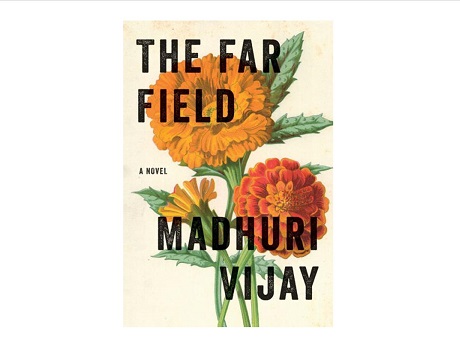 Book cover with title in bold and orange and red flowers as background