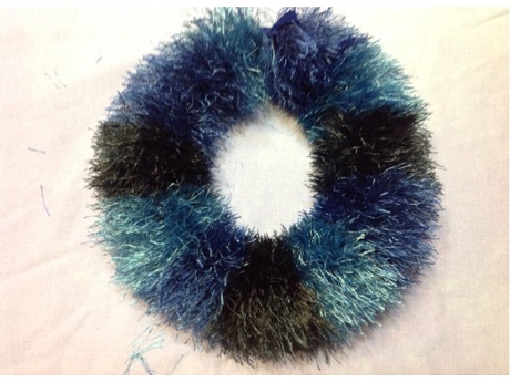 fluffy blue yarn lei