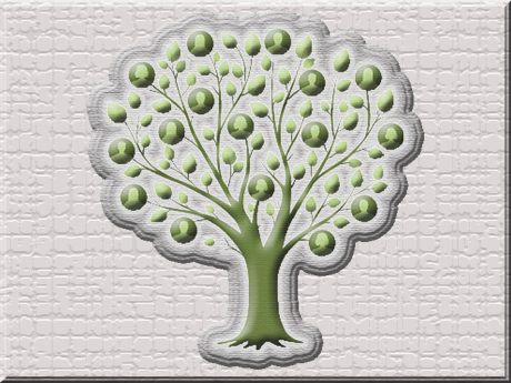 drawing of green tree filled with spherical fruit