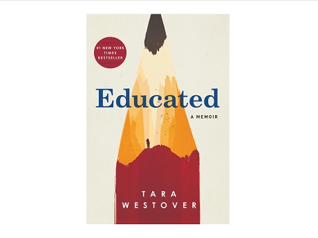 Color image of the front cover of the book Educated: a Memoir by Tara Westover