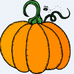 Illustrated Pumpkin with small bumble bee
