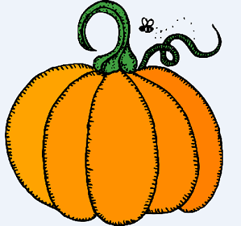 Illustrated Pumpkin with small bumble bee