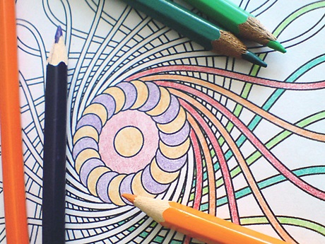 coloring design with color pencils