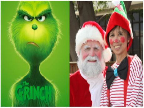 Grinch movie poster with Santa and Elf