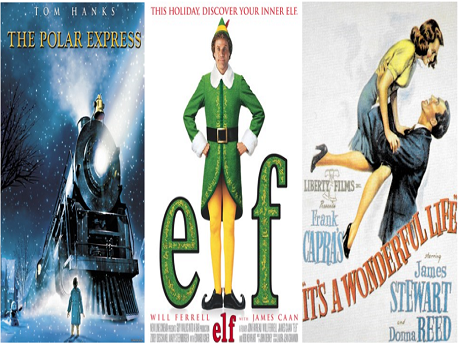 Holiday Film Posters include Polar Express, Elf, and It's a Wonderful Life