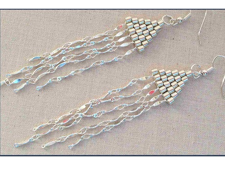 brick stitch silver earrings