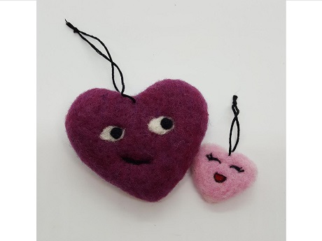 Heart shaped crafts made out of wool