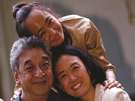 Portrait of a family of three