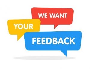 We Want Your Feedback graphic
