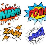 Comic book style word collage of "Wham! Pow! Zap! Bang!"