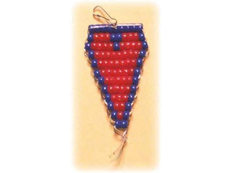 blue and red beaded heart