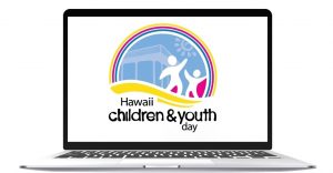 Computer with Children's and Youth day logo