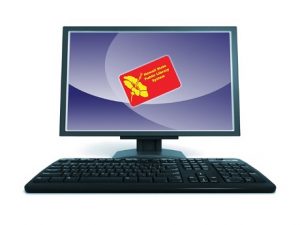Computer screen and keyboard