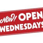 Now Open Wednesday sign