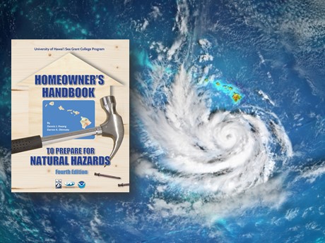 Hurricane approaching Hawaii & Homeowner's Handbook cover
