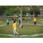 People practicing energy bagua around a tree