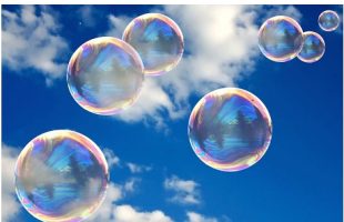 Bubbles against blue sky
