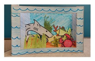 accordion book with shark