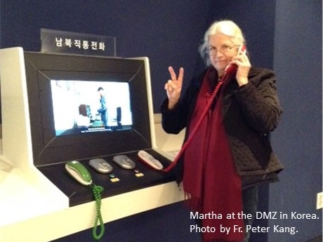 Martha Hennessy at the DMZ in Korea. Photo by Fr. Peter Kang.