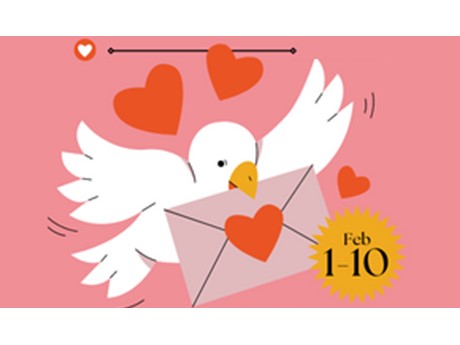 White Dove holding Valentine's card