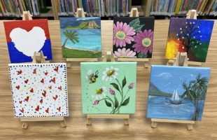 Samples of paintings for the Tiny Art Show