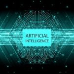 Words Artificial Intelligence surrounded by blue dots and lines