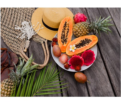 Tropical fruits on a plate