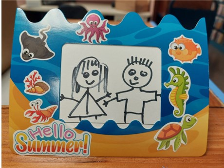 paper picture frame with ocean themed stickers