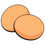 Two eggs, one slightly in front of the other