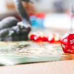 Dungeons and Dragons game board and dice.
