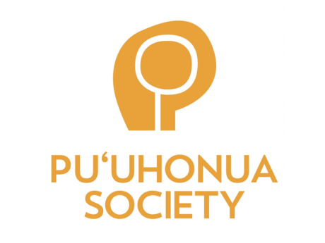 Person with their arms over their head in a circle over the words Pu'uhonua Society