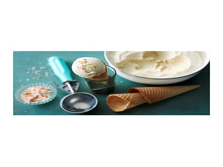 homemade ice cream with sprinkles and ice cream scooper.