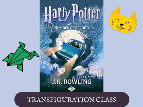 Cover art from Harry Potter and the Prisoner of Azkaban, origami frog and cat