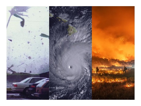 Gale force winds, hurricanes, and wildfires