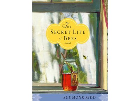 Secret life of bees book cover. A jar of honey sitting on a window ledge.