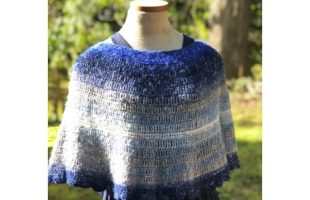 a blue crochet shawl