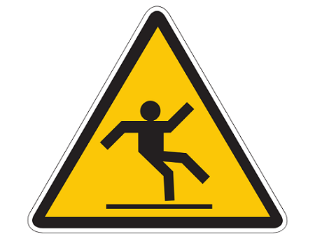 Safety sign for falling and slipping
