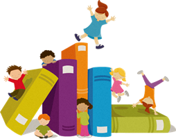 preschool kids on books like a playground