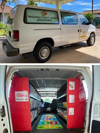 Molokai Bookmobile exterior and interior