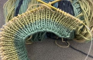 knitting project with needles