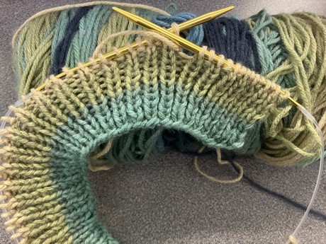 knitting project with needles