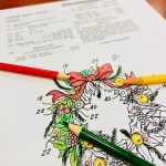 Colored Pencils placed on partially colored wreath ornament patent