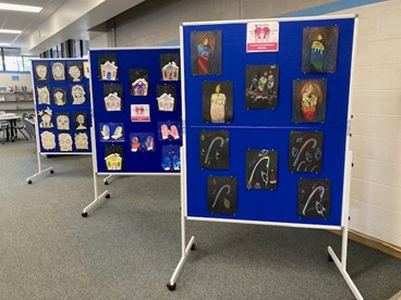 Kahului Elementary Art Show displayed in the children's area of the newly-reopened Kahului Public Library.