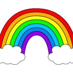 Rainbow and clouds on white background