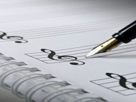 blank sheet music with pen