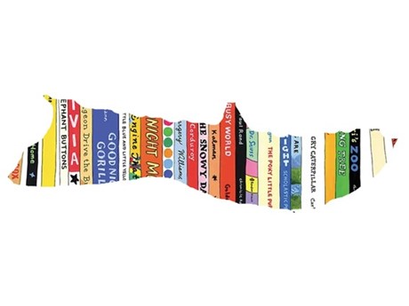Spines of children's books in the shape of Molokai