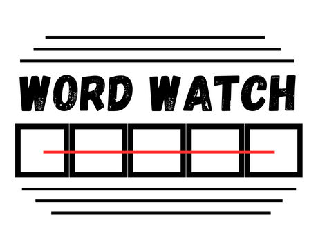 Text saying "Word Watch" with a bingo card underneath